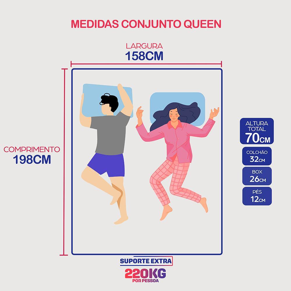 Cama Box Queen Colchão Robust 220 + Box 158x198x70 Molas Ensacadas e Espuma D45 Cama inBox - 2