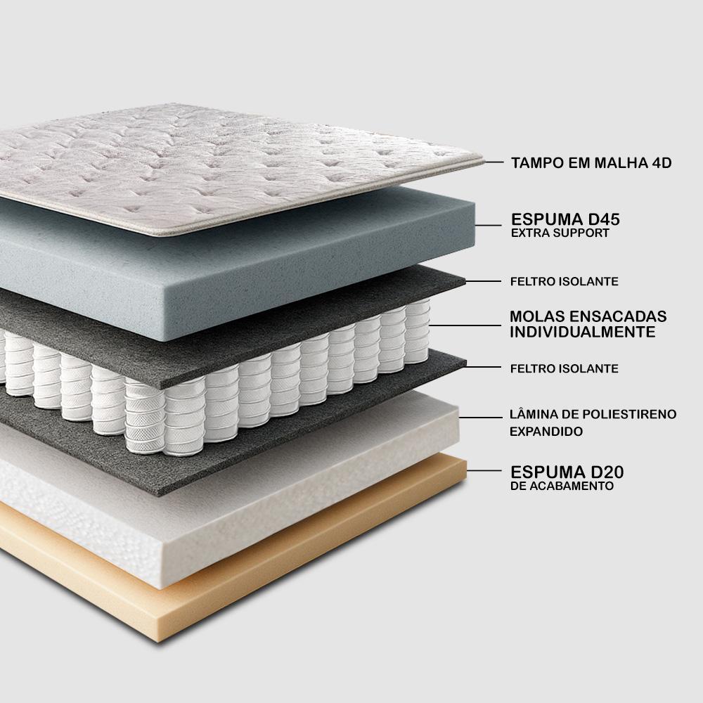 Cama Box King Colchão Robust 220 + Box 193x203x70 Molas Ensacadas e Espuma D45 Cama inBox - 8