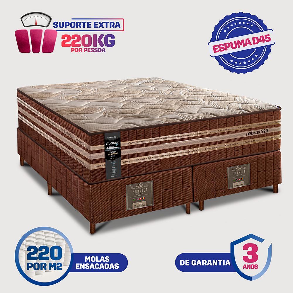 Cama Box King Colchão Robust Gel 220 + Box 193x203x76 Molas Ensacadas e Espuma D45 Cama inBox - 2