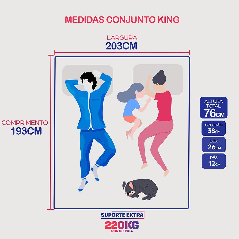 Cama Box King Colchão Robust Gel 220 + Box 193x203x76 Molas Ensacadas e Espuma D45 Cama inBox - 3