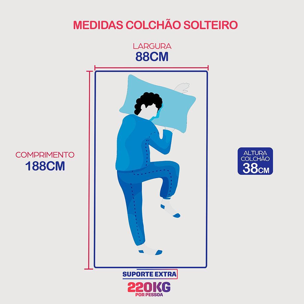 Colchão Solteiro Robust Gel 220 88x188x38 Molas Ensacadas e Espuma D45 Cama inBox - 3