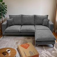 Chaise Modular Boma 60x70x40cm Boucle Cinza Escuro Sofá inBox - 5