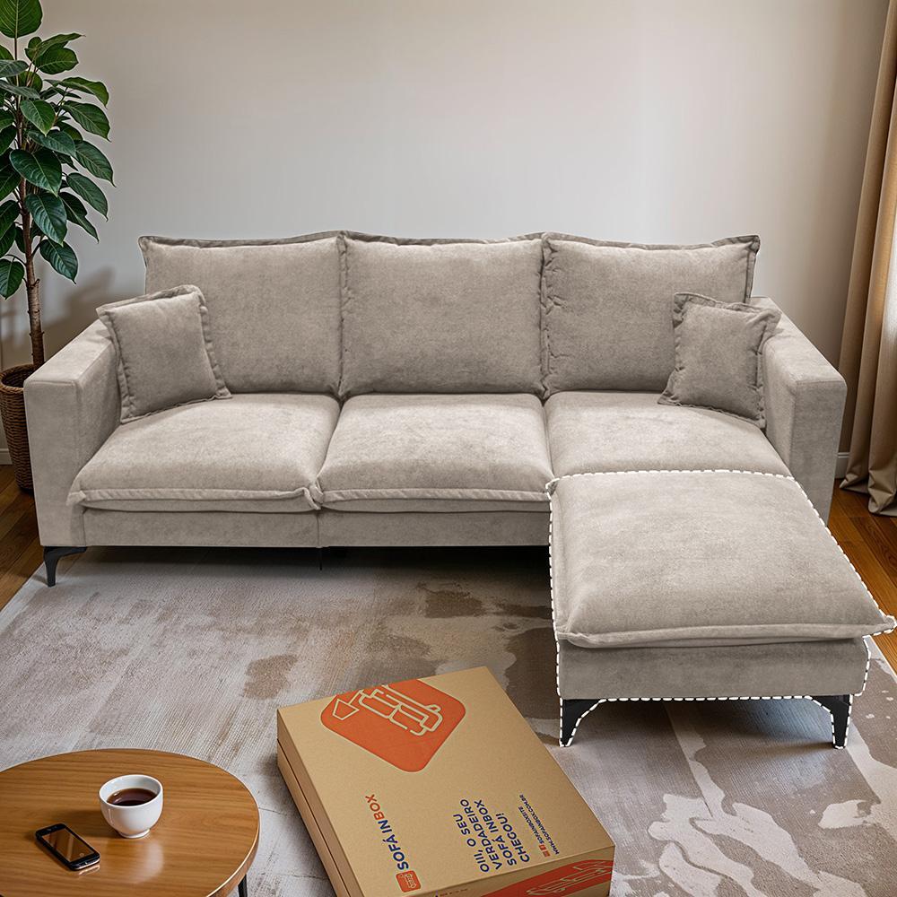 Chaise Modular Boma 60x70x40cm Boucle Bege Claro Sofá inBox - 5