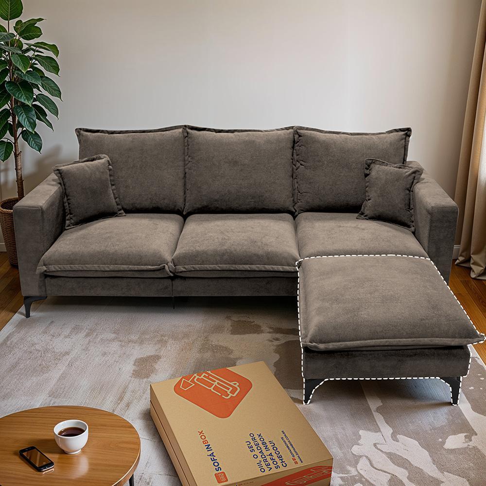 Chaise Modular Boma 60x70x40cm Boucle Marrom Sofá inBox - 5