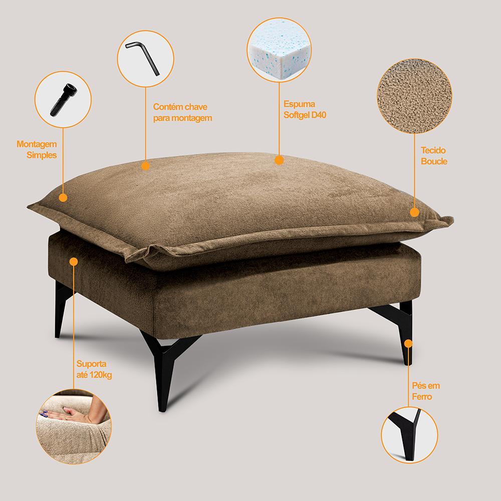 Chaise Modular Boma 60x70x40cm Boucle Caramelo Sofá inBox - 3