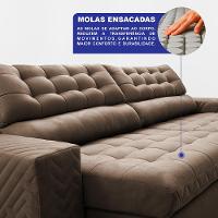 Sofá Retrátil e Reclinável 2,50m Molas Ensacadas Max Spring Velusoft Castor Cama inBox