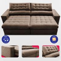 Sofá Retrátil e Reclinável 2,50m Molas Ensacadas Max Spring Velusoft Castor Cama inBox - 5