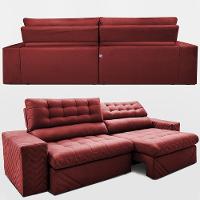 Sofá Retrátil e Reclinável 2,30m Molas Ensacadas Max Spring Velusoft Vermelho Cama inBox - 7