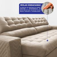 Sofá Retrátil e Reclinável 2,30m Molas Ensacadas Max Spring Velusoft Bege Cama inBox