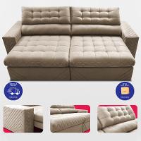 Sofá Retrátil e Reclinável 2,30m Molas Ensacadas Max Spring Velusoft Bege Cama inBox - 5