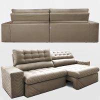 Sofá Retrátil e Reclinável 2,30m Molas Ensacadas Max Spring Velusoft Bege Cama inBox - 7