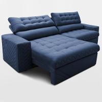 Sofá Retrátil e Reclinável 2,30m Molas Ensacadas Max Spring Velusoft Azul Cama inBox - 6