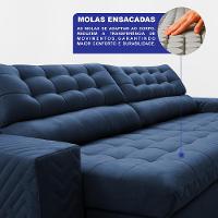 Sofá Retrátil e Reclinável 3,00m Molas Ensacadas Max Spring Velusoft Azul Cama inBox