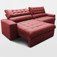 Sofá Retrátil e Reclinável 2,70m Molas Ensacadas Max Spring Velusoft Vermelho Cama inBox - 6