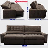 Sofá Retrátil e Reclinável 2,30m Molas Ensacadas Max Spring Velusoft Café Cama inBox - 3