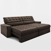 Sofá Retrátil e Reclinável 2,30m Molas Ensacadas Max Spring Velusoft Café Cama inBox - 8