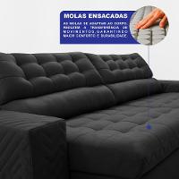 Sofá Retrátil e Reclinável 2,50m Molas Ensacadas Max Spring Velusoft Preto Cama inBox