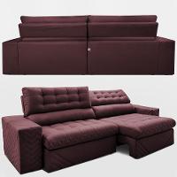 Sofá Retrátil e Reclinável 2,50m Molas Ensacadas Max Spring Velusoft Vinho Cama inBox - 7