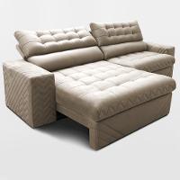 Sofá Retrátil e Reclinável 2,50m Molas Ensacadas Max Spring Velusoft Bege Cama inBox - 6
