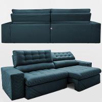 Sofá Retrátil e Reclinável 2,30m Molas Ensacadas Max Spring Velusoft Petróleo Cama inBox - 7