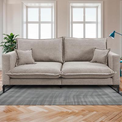 Sofá 2 Lugares Modular Boma 1,70m Boucle Bege Claro Sofá inBox