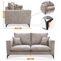 Sofá 2 Lugares Modular Boma 1,70m Boucle Bege Claro Sofá inBox - 3