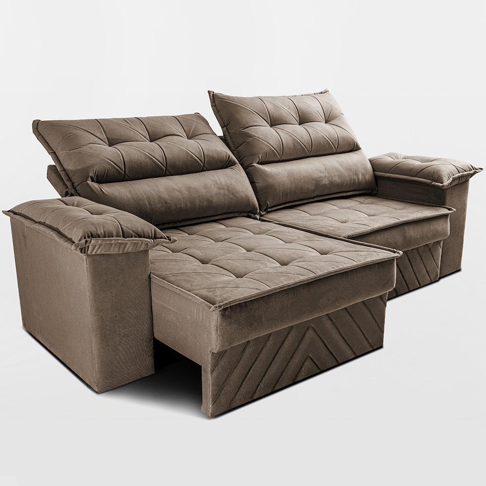 Sofá Retrátil e Reclinável 2,10m com Molas e Espuma D33 Thunder Velusoft Castor Cama inBox - 6