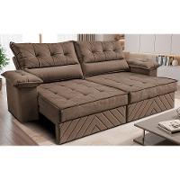 Sofá Retrátil e Reclinável 2,10m com Molas e Espuma D33 Thunder Velusoft Castor Cama inBox - 1