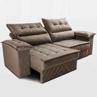 Sofá Retrátil e Reclinável 2,10m com Molas e Espuma D33 Thunder Velusoft Castor Cama inBox - 6