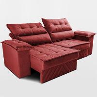 Sofá Retrátil e Reclinável 2,10m com Molas e Espuma D33 Thunder Velusoft Vermelho Cama inBox - 6