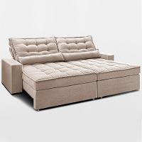 Sofá Retrátil e Reclinável 2,72m Molas Ensacadas Belle Boucle Bege Claro Cama inBox - 8