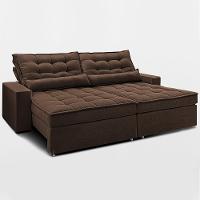 Sofá Retrátil e Reclinável 2,72m Molas Ensacadas Belle Boucle Marrom Cama inBox - 8