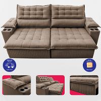 Sofá Retrátil e Reclinável 3,10m Molas Ensacadas Dream Velusoft Castor Cama inBox - 5