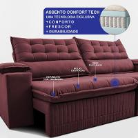 Sofá Retrátil e Reclinável 3,10m Molas Ensacadas Dream Velusoft Vinho Cama inBox
