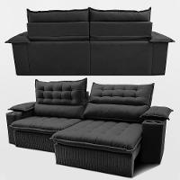 Sofá Retrátil e Reclinável 3,10m Molas Ensacadas Dream Velusoft Preto Cama inBox - 7