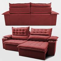 Sofá Retrátil e Reclinável 2,80m Molas Ensacadas Dream Velusoft Vermelho Cama inBox - 7