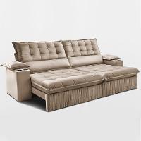 Sofá Retrátil e Reclinável 3,10m Molas Ensacadas Dream Velusoft Bege Cama inBox - 8
