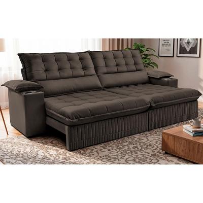 Sofá Retrátil e Reclinável 3,10m Molas Ensacadas Dream Velusoft Café Cama inBox