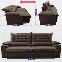 Sofá Retrátil e Reclinável 3,10m Molas Ensacadas Dream Velusoft Café Cama inBox - 3