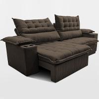 Sofá Retrátil e Reclinável 3,10m Molas Ensacadas Dream Velusoft Café Cama inBox - 6