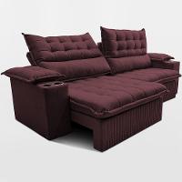 Sofá Retrátil e Reclinável 2,80m Molas Ensacadas Dream Velusoft Vinho Cama inBox - 6
