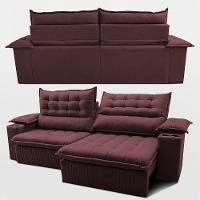 Sofá Retrátil e Reclinável 2,80m Molas Ensacadas Dream Velusoft Vinho Cama inBox - 7