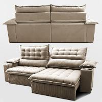 Sofá Retrátil e Reclinável 2,80m Molas Ensacadas Dream Velusoft Bege Cama inBox - 7