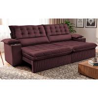 Sofá Retrátil e Reclinável 2,60m Molas Ensacadas Dream Velusoft Vinho Cama inBox - 1