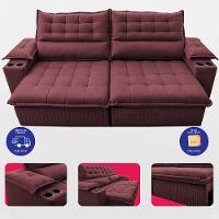Sofá Retrátil e Reclinável 2,60m Molas Ensacadas Dream Velusoft Vinho Cama inBox - 5