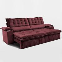 Sofá Retrátil e Reclinável 2,60m Molas Ensacadas Dream Velusoft Vinho Cama inBox - 8