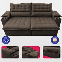 Sofá Retrátil e Reclinável 2,80m Molas Ensacadas Dream Velusoft Café Cama inBox - 5