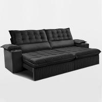 Sofá Retrátil e Reclinável 2,40m Molas Ensacadas Dream Velusoft Preto Cama inBox - 8
