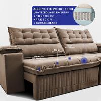 Sofá Retrátil e Reclinável 2,60m Molas Ensacadas Dream Velusoft Castor Cama inBox