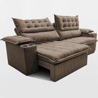 Sofá Retrátil e Reclinável 2,60m Molas Ensacadas Dream Velusoft Castor Cama inBox - 6